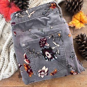 Anthropologie Pilcro High Rise Skinny Floral Cords 28